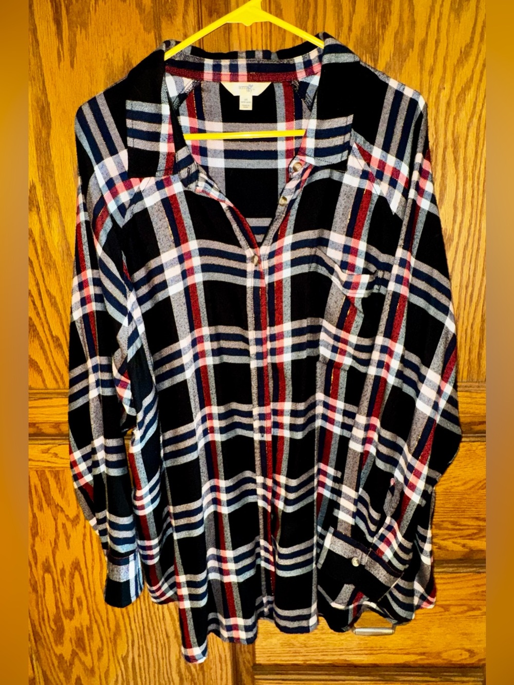 Terra & Sky Plaid Flannel Long Sleeved Shirt 2X